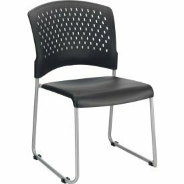 Global Equipment Interion Stacking Chair With Mid Back, Plastic, Black NEW250606BK